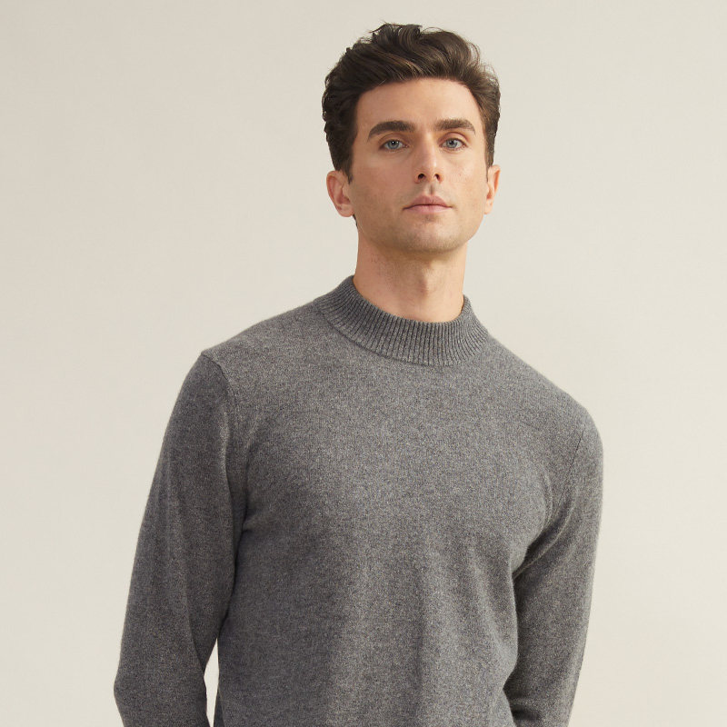 圣雪绒23秋冬新款男半高领纯色混纺羊绒衫基础款长袖套头针织衫