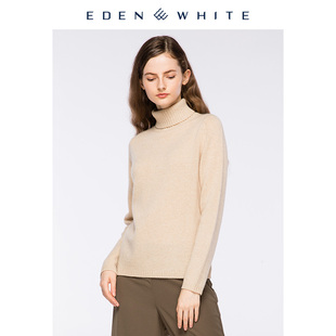 圣雪绒100%山羊绒女高领宽松粗针加厚针织衫 日系慵懒风套头毛衣