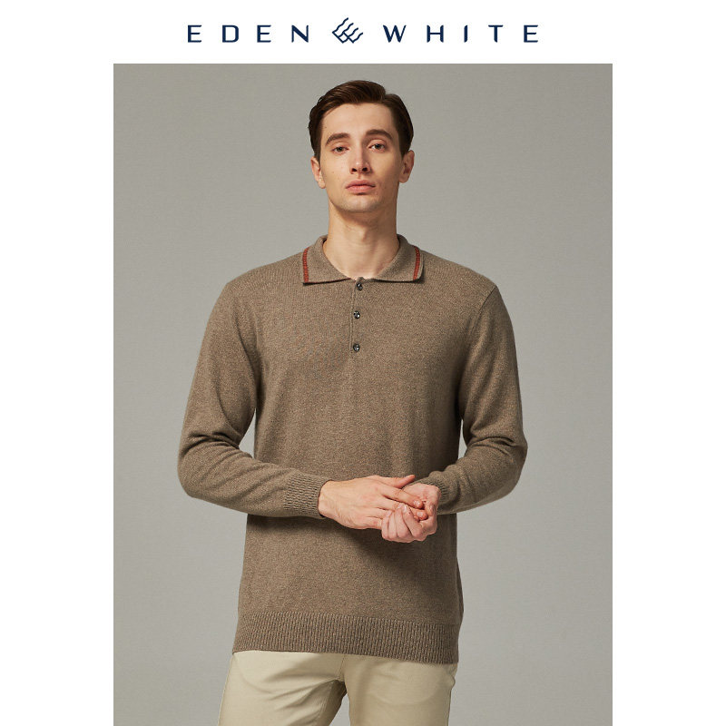 圣雪绒2019秋冬新品羊绒衫男士复古提花商务休闲针织POLO衫