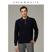 圣雪绒2019秋冬新品 精纺加厚保暖复古提花针织POLO衫 羊绒衫 男士