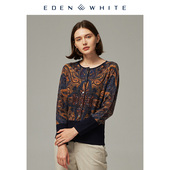 羊绒衫 女士圆领装 饰主义风格 圣雪绒2019秋冬新品 镶钻印花针织开衫