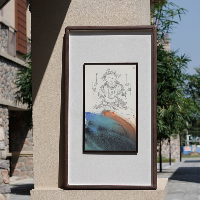 侘寂框中框 鸡翅木订制画框新款实木原木大尺寸结婚照堂卡佛系作