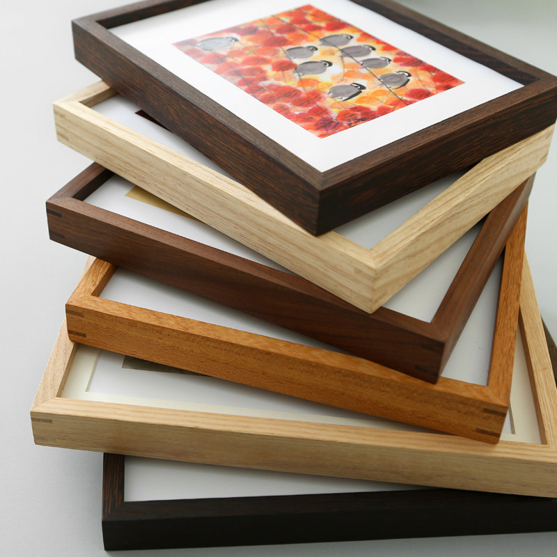 胡桃木画框相框摆台冲印洗照片加白色 8寸10寸a4创意挂墙简约组合