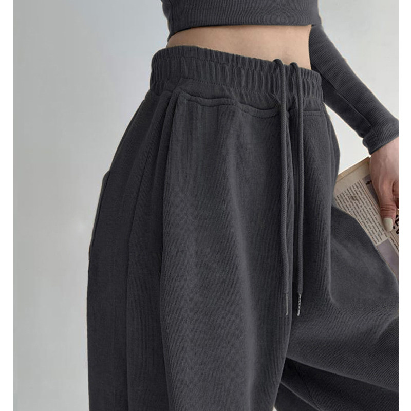 灰色运动裤女2022年春秋新款跑步束脚直筒卫裤高腰宽松显瘦阔腿裤,女装/女士精品,休闲裤,淘宝优惠券,粉丝福利购,淘宝优惠卷