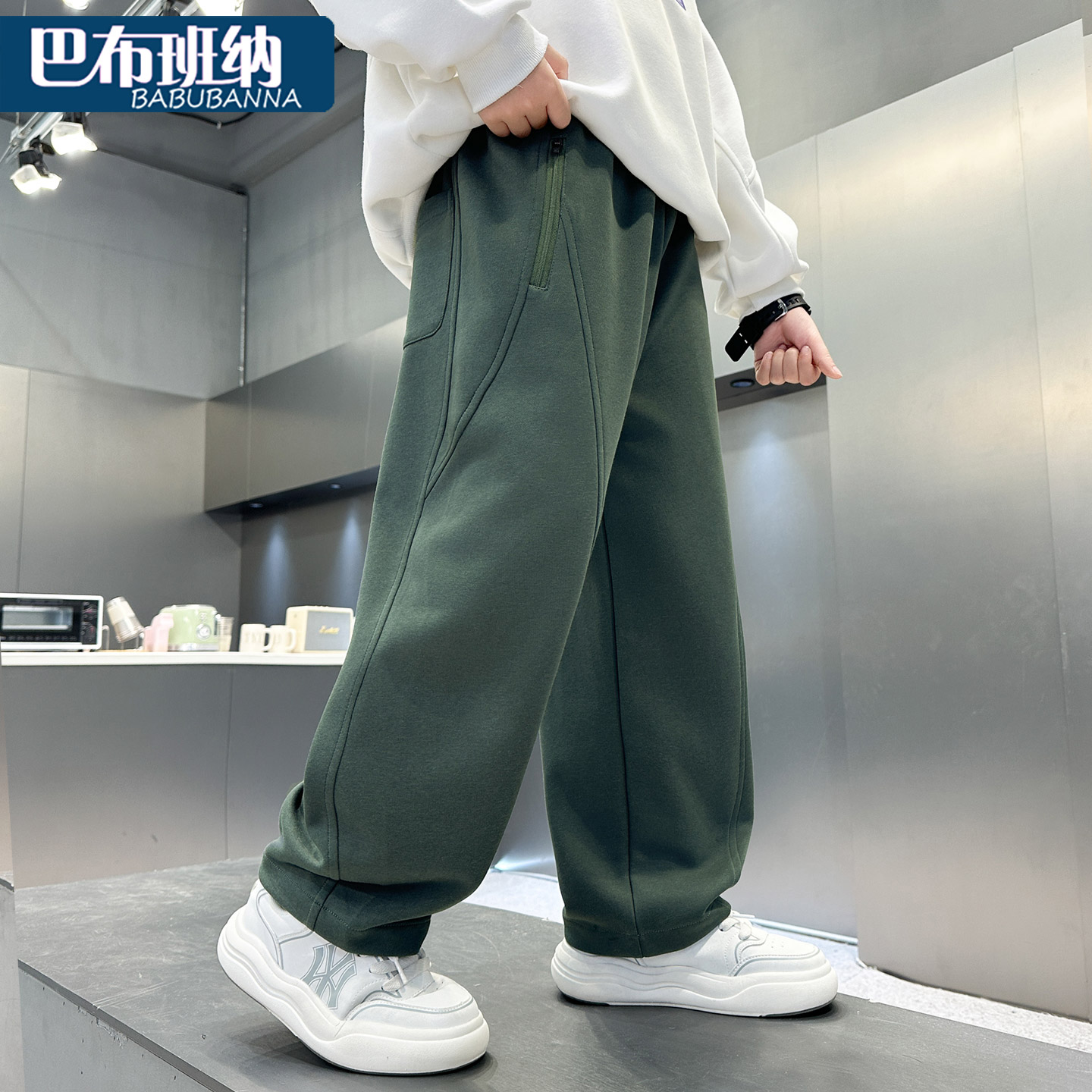 男童弯刀裤秋冬款宽松长裤