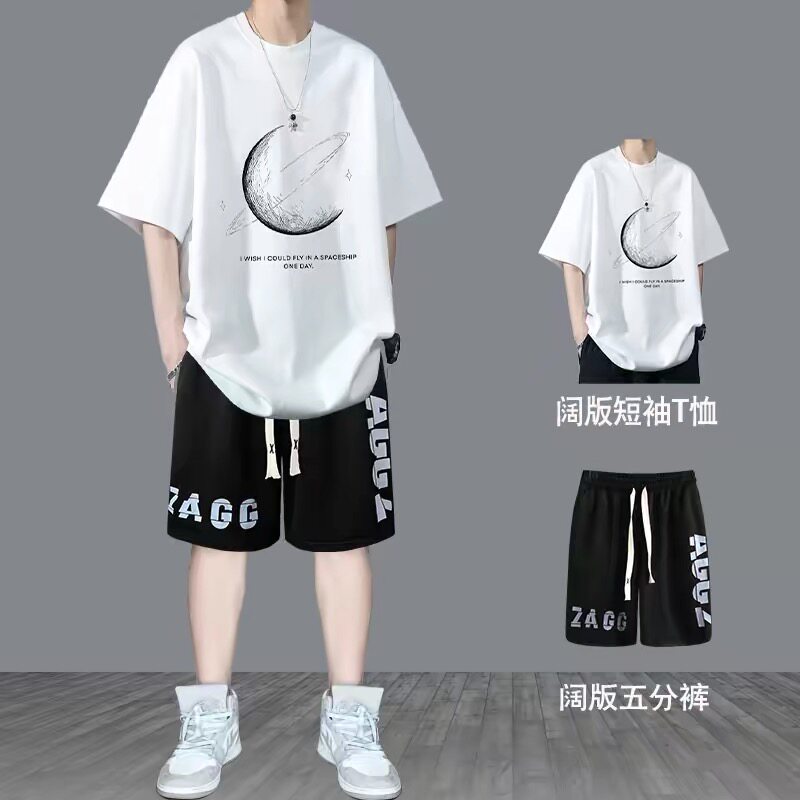 2026新款青少年夏季宽松休闲运动服套装短袖短裤初高中男生一整套