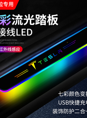 适用于特斯拉ModelY Model3 modelX modelS车门迎宾踏板灯LED灯