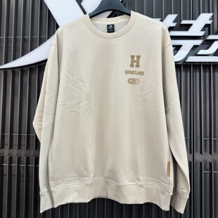 特步休闲风圆领卫衣男2025冬季新款长袖字母印花百搭975429920175