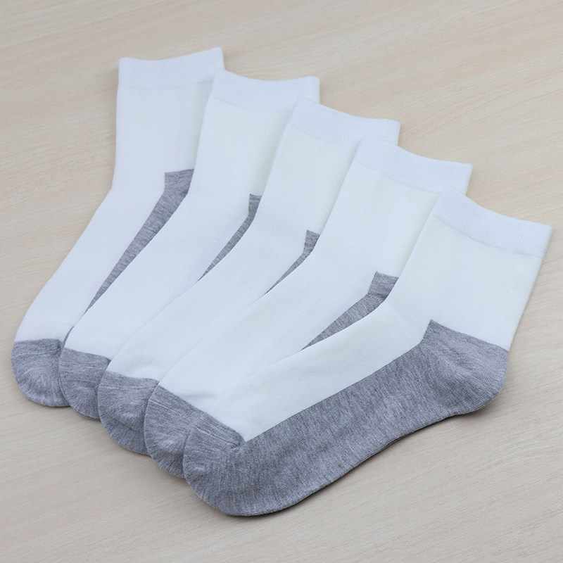 男士防臭吸汗运动休闲低腰短袜白色灰底男袜四季中筒长款品质棉袜