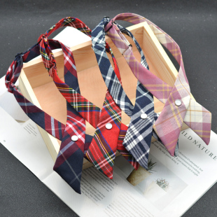 女生交叉领结学生苏格兰格子日系学院风蝴蝶结制服衬衫 领结配校服