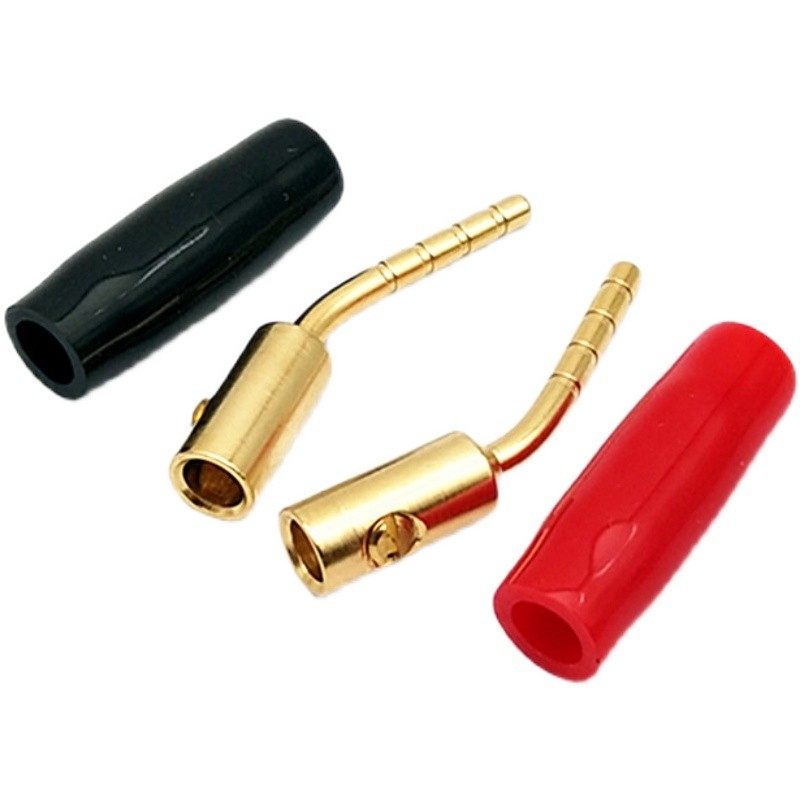 铜镀金2MM香蕉针插接线夹弯针叉老款古董音箱喇叭线插头免焊 小款