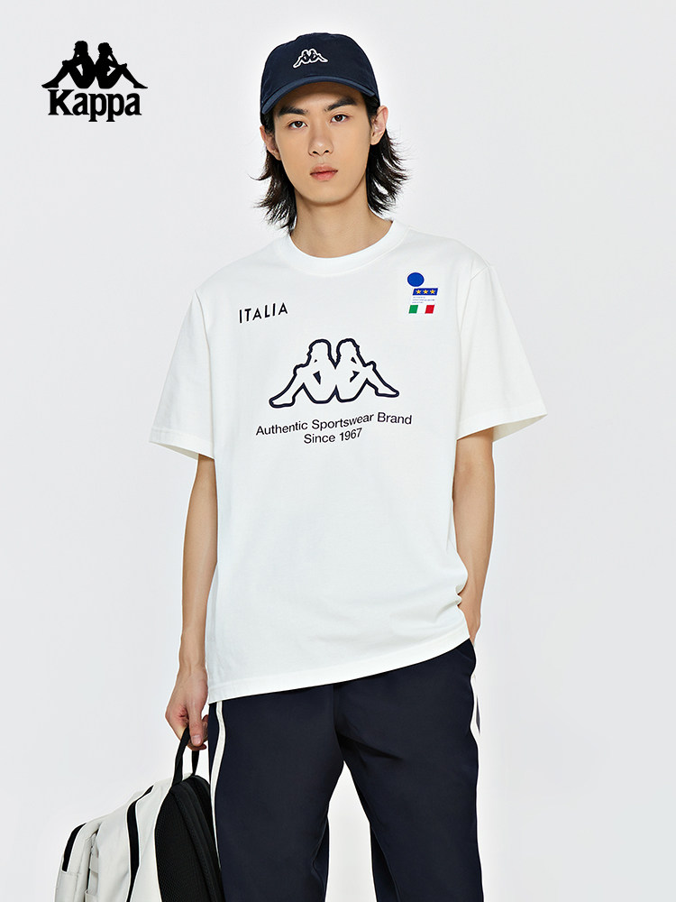 kappa卡帕背靠背短袖男夏季透气运动休闲小众潮流t恤简约圆领半袖