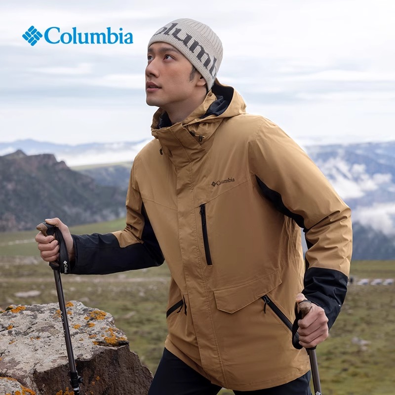 Columbia哥伦比亚冲锋衣男秋防水热能反射700蓬羽绒三合一WE9643