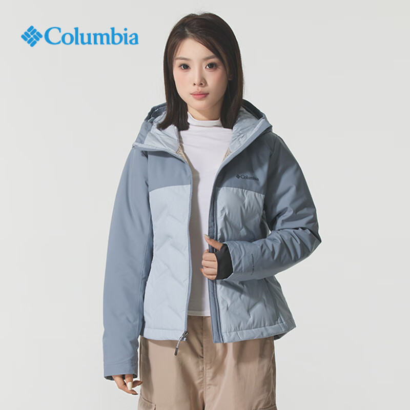 哥伦比亚女25秋冬防水金点热能热压防跑绒650蓬羽绒服XR8598