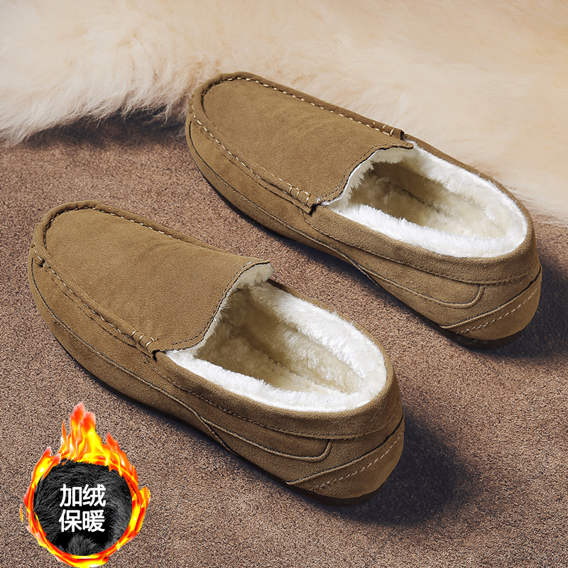 豆豆鞋男冬季加绒加厚保暖爸爸棉鞋防滑男士懒人一脚蹬老北京布鞋