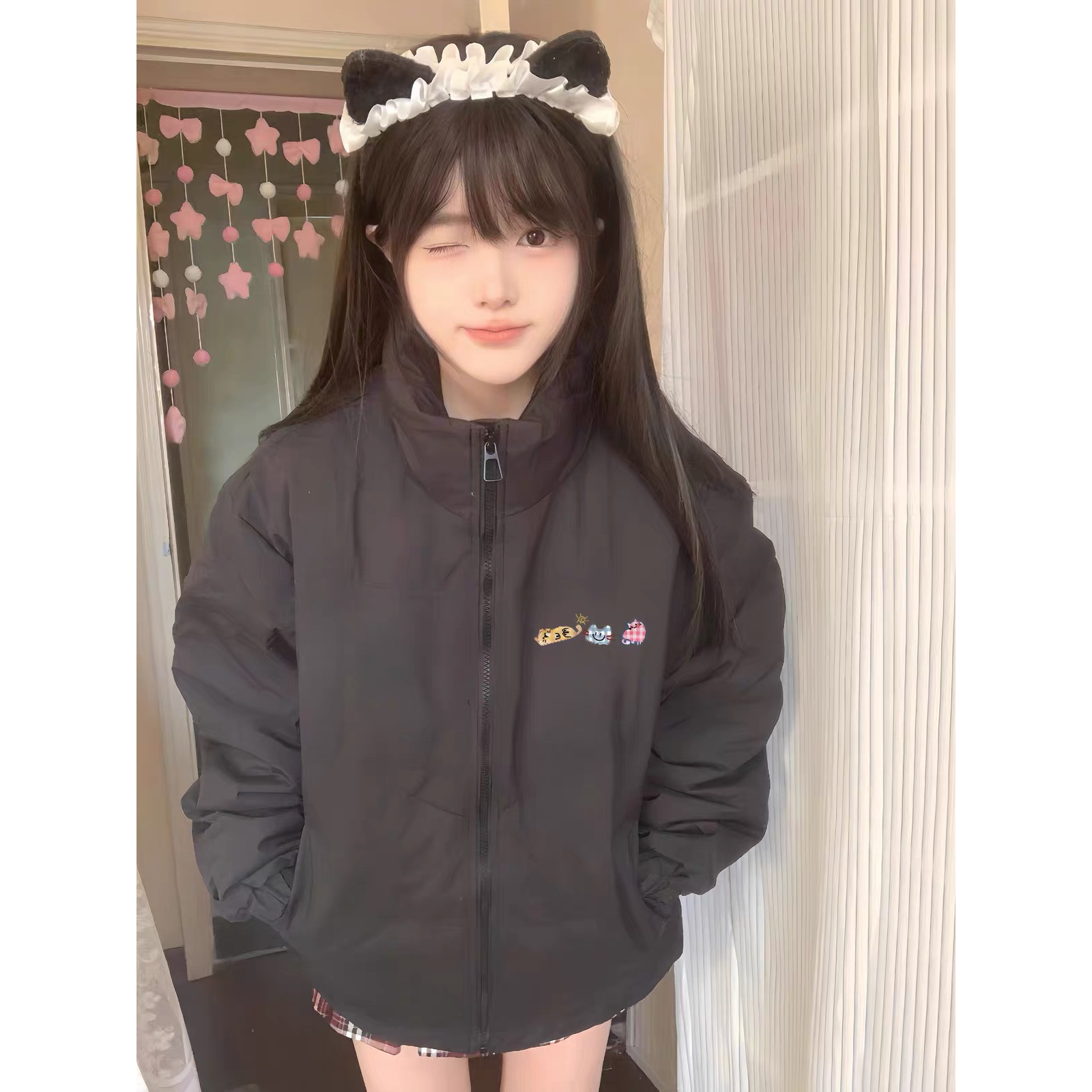 美式复古立领羽绒棉服少女大童初中生高中生学生百搭保暖防寒外套