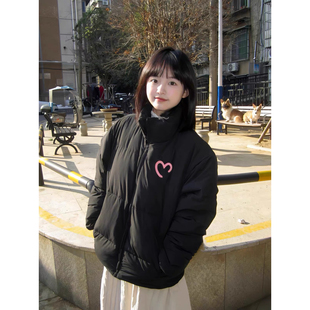 少女大童黑色羽绒棉服冬季2026新款初中高中学生保暖加厚防寒外套