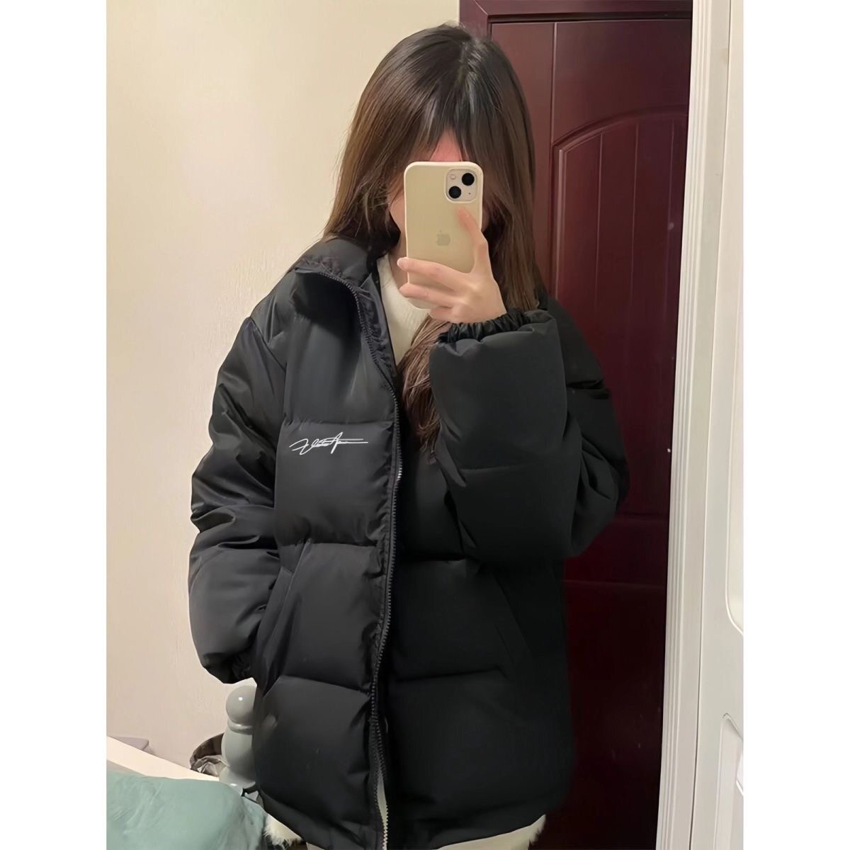 美式百搭立领羽绒棉服女大童冬季初中高中学生学院风宽松棉袄外套
