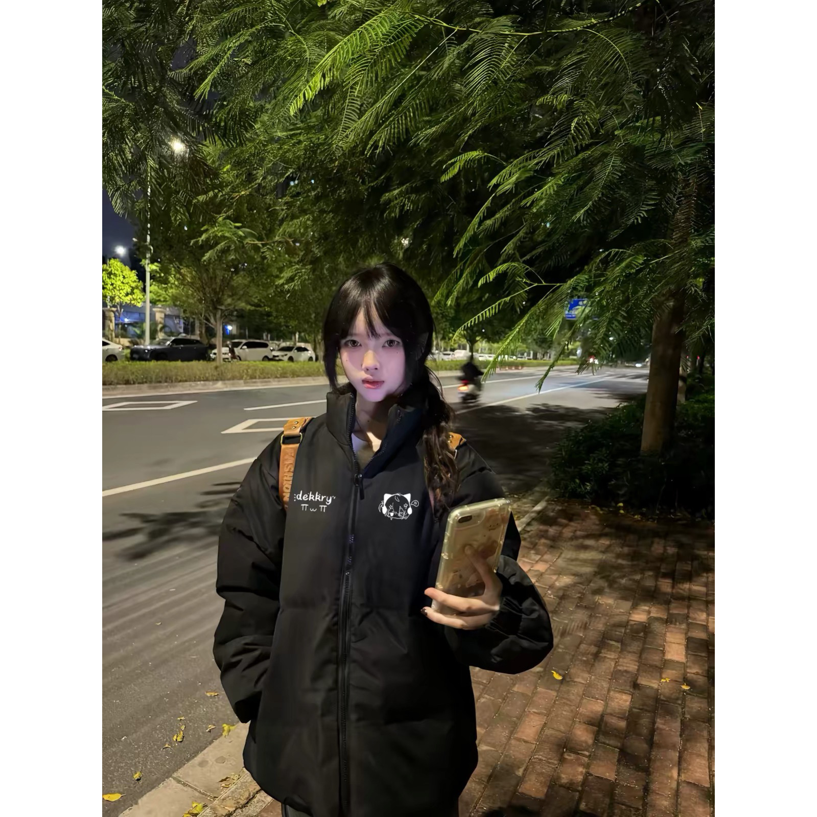 冬季黑色百搭羽绒棉服女大童初中高中学生宽松保暖防寒加厚外套潮