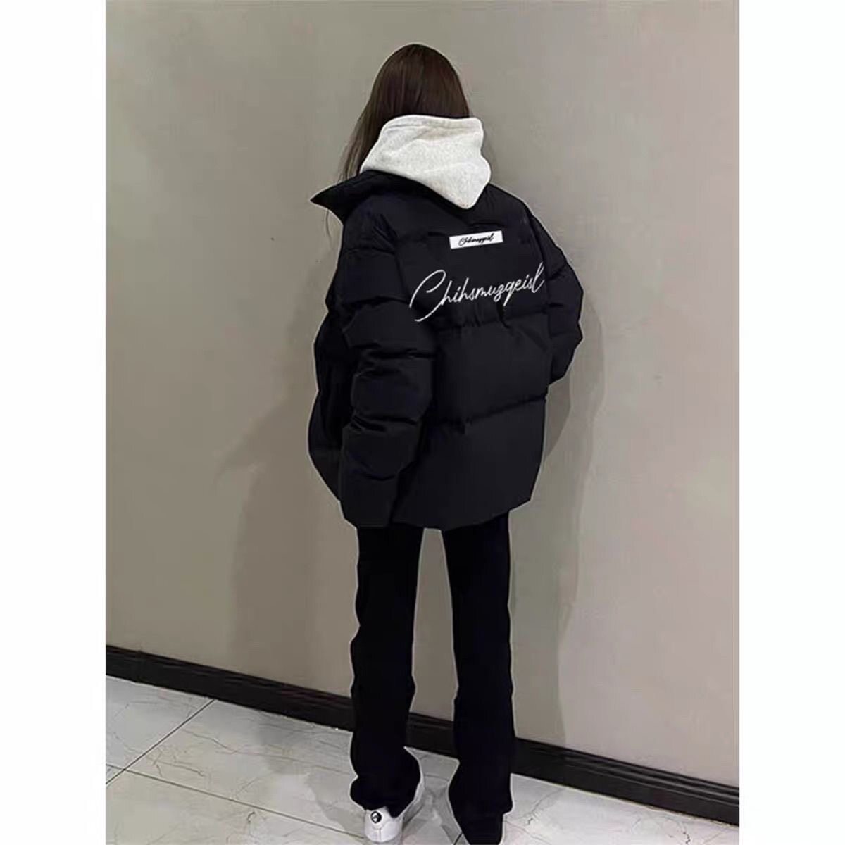 轻薄保暖羽绒棉服女冬季新款黑色国潮复古宽松休闲学生立领外套潮