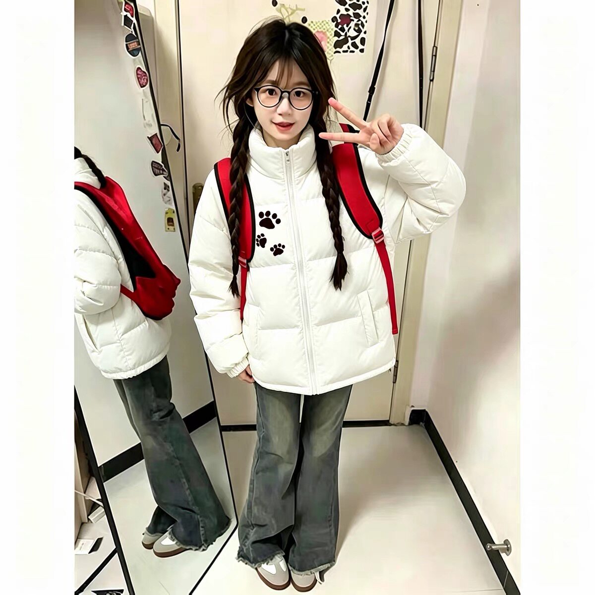 流行高街羽绒棉服女冬季流行学生时尚不臃肿宽松小个子初中生外套