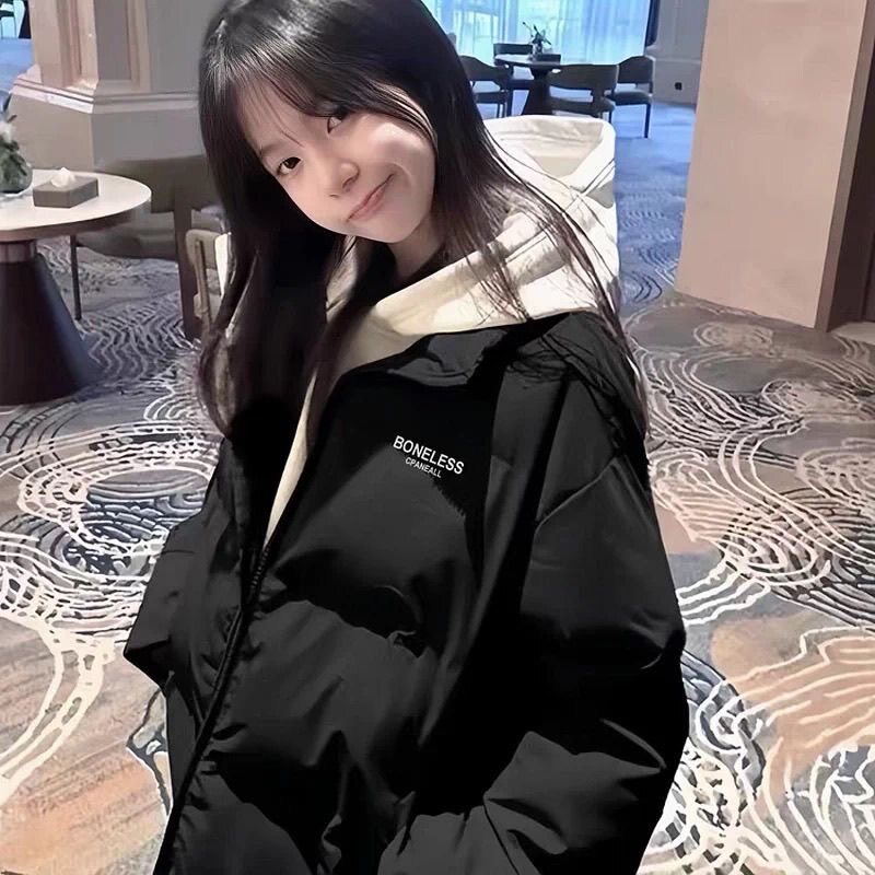 女生百搭保暖羽绒棉服中大童冬季初中学生宽松面包服外套棉袄上衣