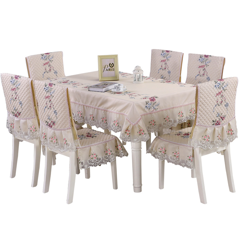 新品桌布布艺餐椅垫套装椅套茶几长方形欧式餐桌椅子套罩现代简约