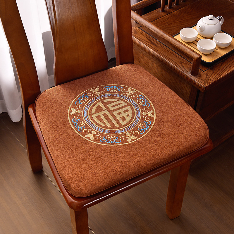 新中式餐椅垫防滑椅子座垫实木加厚椅垫椅子垫坐垫子有绑带可拆洗