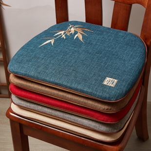中式刺绣餐椅垫坐垫家用红木马蹄形椅子垫实木餐桌椅垫防滑可拆洗
