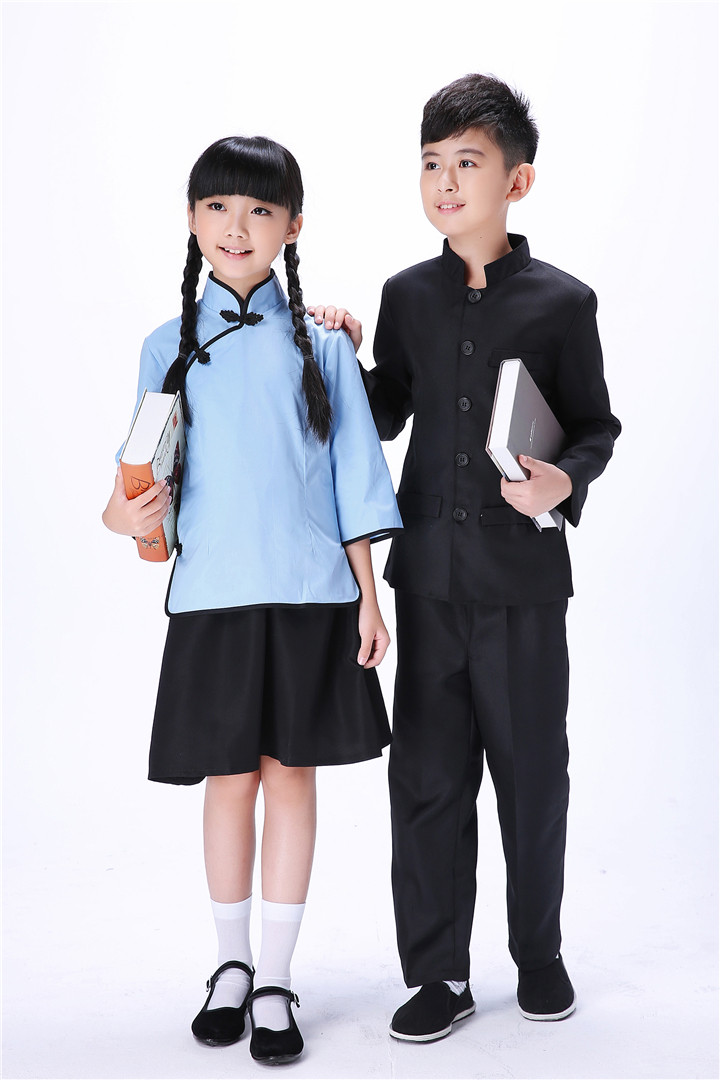 民国风学院合唱服园服男女儿童古典旗袍毕业演出班服五四抗战游行