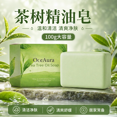 OCEAURA 茶树精油清洁皂 温和成分舒适清洗肌肤清新留香沐浴皂