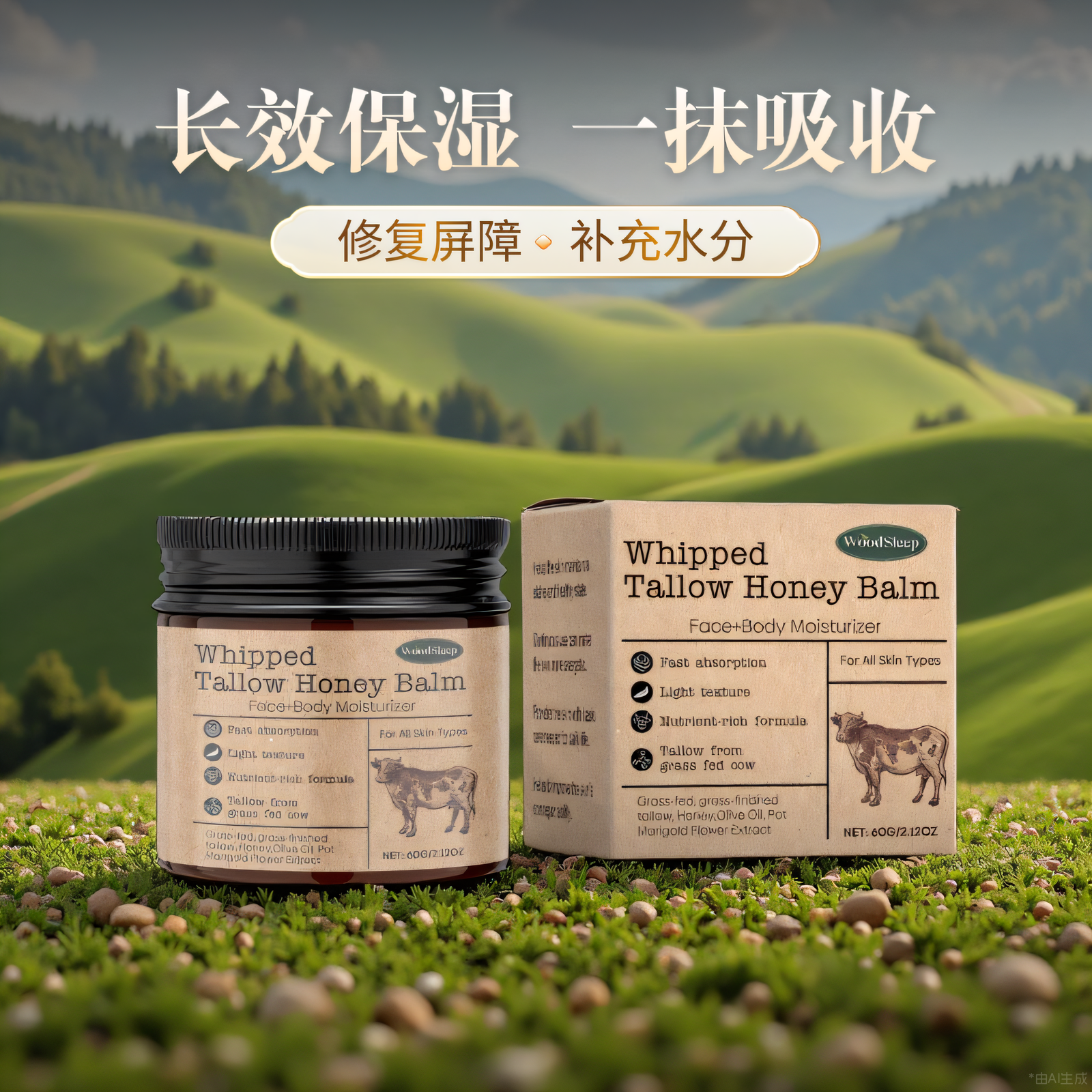 WOODSLEEP 牛脂肌肤保湿霜 温和滋润干燥肌肤护理补水柔润身体霜