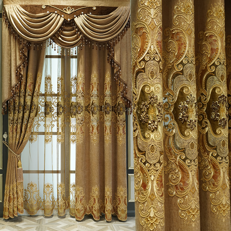 European Style Embroidered Chenille Curtains Heat Insulation-封面