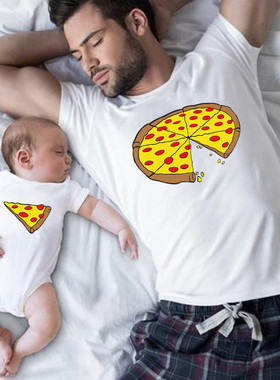 Family Matching Clothes Father Mother Daughter Son Pizza T-