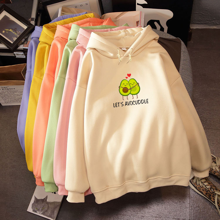 2019 Winter Harajuku Couple Sweatshirt Cute Cartoon Avocado