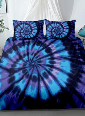 Blue purple Tie-dyed Bedding Set Splashing Watercolor Duvet