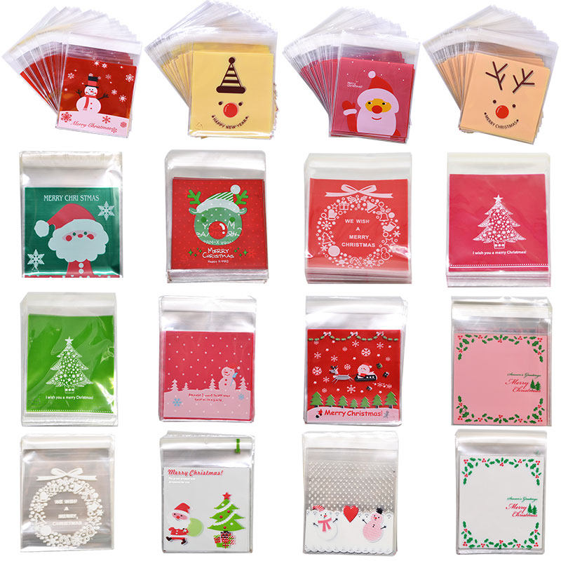50pcs 10x10cm christmas tree santa claus christmas candy bag