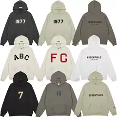 Fog Multi-Line Essentials Heavyweight High Street Fashion Brand Hooded Sweatshirt with Fleece for Autumn and Winter, Couple's Jacket for Men and Women