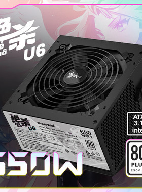 长城绝杀U6 额定650W台式机静音温控电脑机箱电源白牌直出ATX3.1