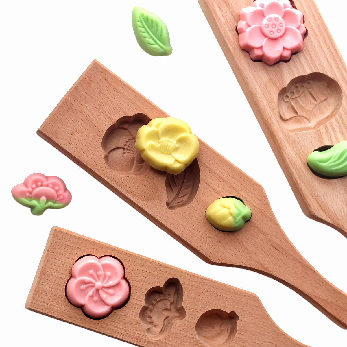 日式立体花手工糕点点心绿豆糕南瓜饼冰皮月饼青团模具木质卡子