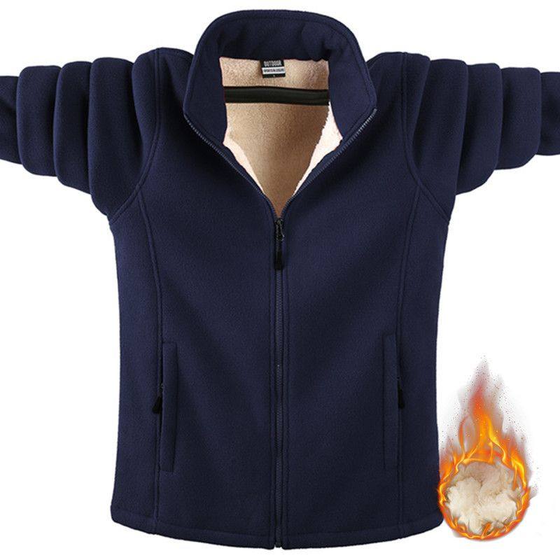 摇粒绒夹克特大码男装加绒加厚保暖休闲外套加肥加大码开衫肥佬卫