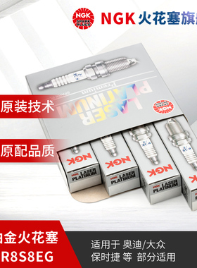NGK双铂金火花塞 PFR8S8EG 94460 4支装 适用于奥迪A4L/A6L/A7/A8