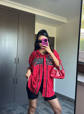 欧美HIPHOP短袖棒球服嘻哈外套