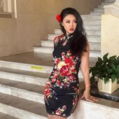 无袖 新年修身 性感高开叉显瘦花朵镂空新中式 改良旗袍中国风连衣裙