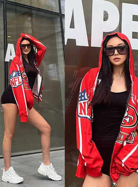 连帽超级碗宽松加大卫衣NFL外套