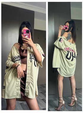 宽松加大球衣棒球服美式短袖外套