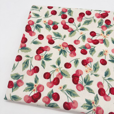 樱桃印花元素桌布棉麻布艺加密花布料长方形餐桌布装饰台布茶几布