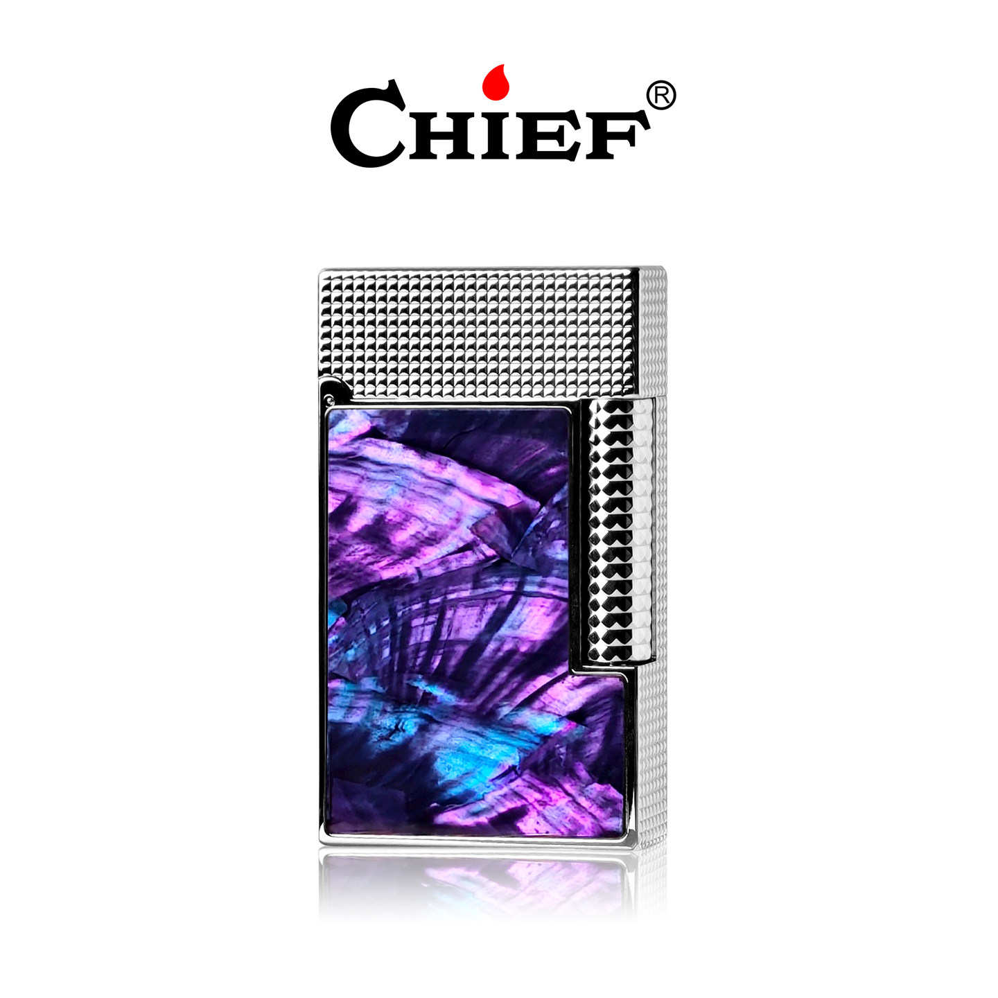 紫贝-Chief首领天然彩贝黄铜朗声充气打火机高颜值送礼高档
