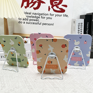 新款清新方形支架台镜 幸运花朵系列 简约台式桌面高清化妆镜子