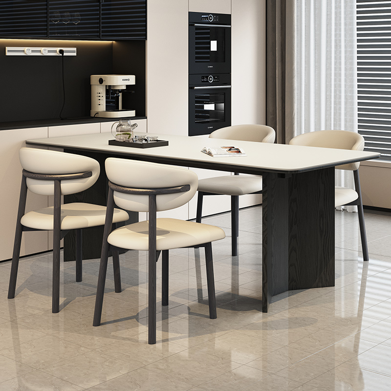 政府补贴岩板餐桌椅组合轻奢意式极简小户型长方形覆古风吃饭桌子